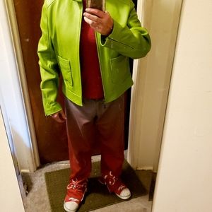 BRANDS NEW WITH TAGS GRASS GREEN LEATHER JACKET. Size MEDIUM